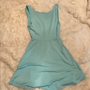 Turquoise fit and flare dress with low back